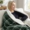 Americanflat Fleece and Reverse Sherpa Throw Blanket - 50x60 Inch Classic Tattersall Plaid - Ultra Soft Cozy Couch Cover - Warm Reversible Design - Green